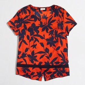 {J.Crew Factory} Printed Split Hem Blouse